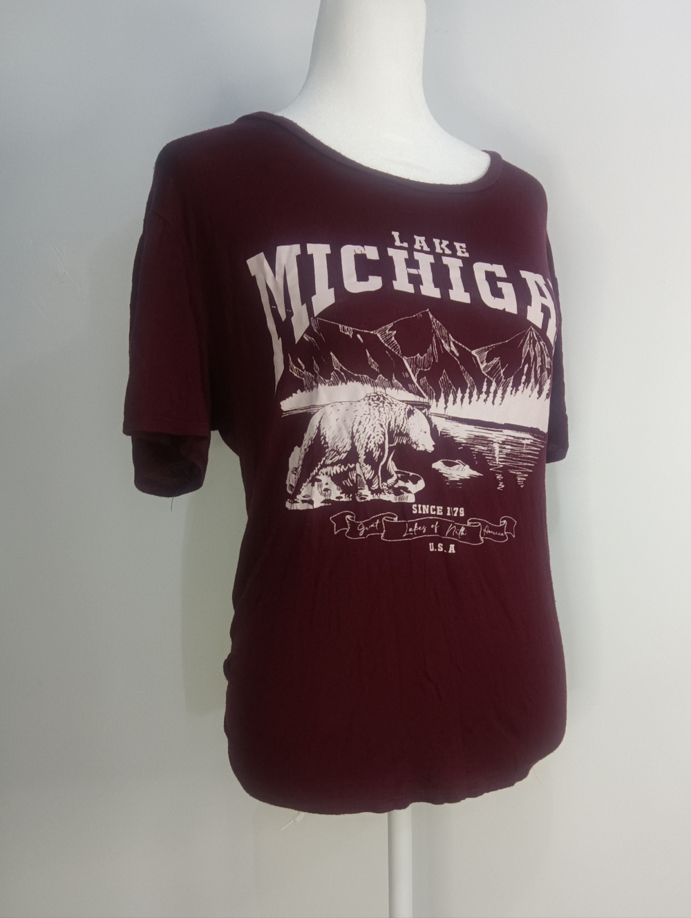 Lake Michigan Graphic Tee - Maroon Short Sleeve